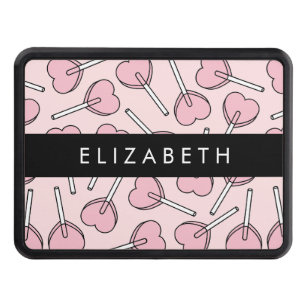 Pink Lollipops, Heart Lollipops, Lolly, Your Name Hitch Cover