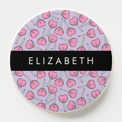 Pink Lollipops Heart Lollipops Lolly Your Name PopSocket