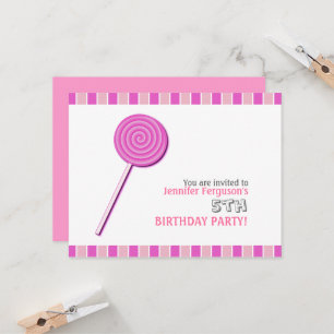 Pink Lollypop Invitation