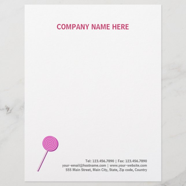 Pink Lollypop Letterhead (Front)