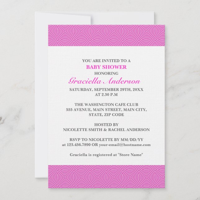 Pink Lollypop Pattern Baby Shower Invitation (Front)