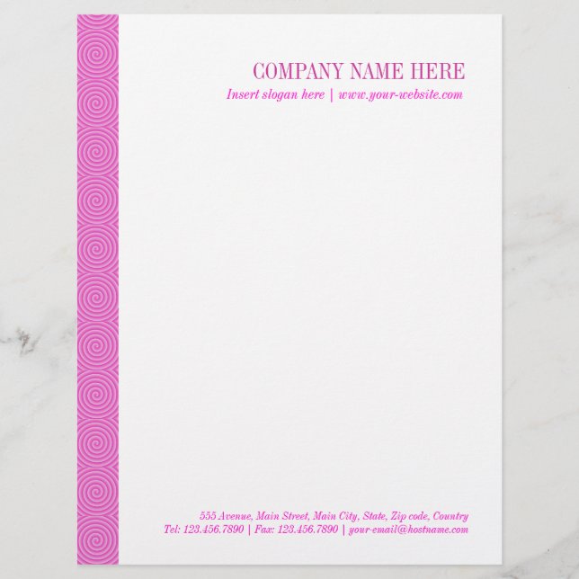 Pink Lollypop Pattern Letterhead (Front)