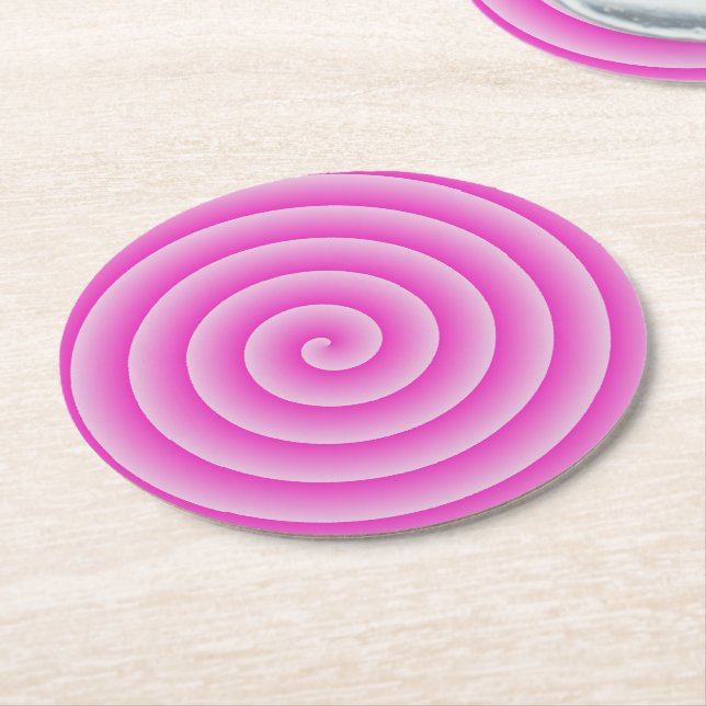 Pink Lollypop Round Paper Coaster (Angled)