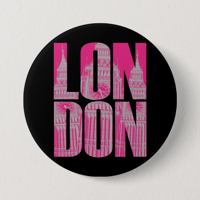 Pink London Pinback Button (Front)