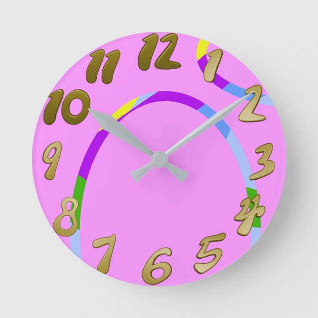 Pink Loops Wall Clock (Front)