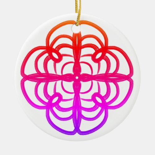 Pink Looptyloo Mandala Doodle 22 Ceramic Ornament