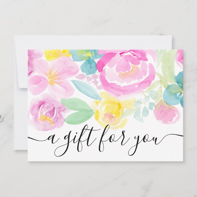 Pink loose floral watercolor gift certificate (Front)