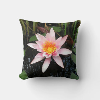 Pink Lotos Throw Pillow