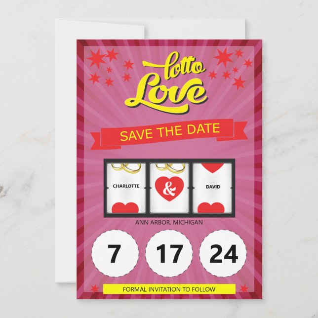 Pink Lotto Love Save the Date Wedding Announcement (Front)