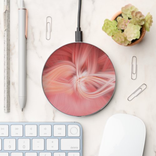  Pink Lotus Abstract Art Modern Minimalist Zen Wireless Charger
