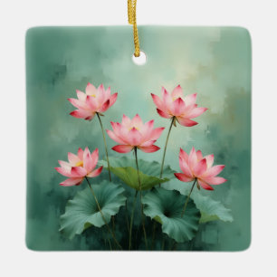 Pink Lotus Artwork  Ceramic Ornament