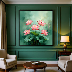 Pink Lotus Artwork  Faux Canvas Print