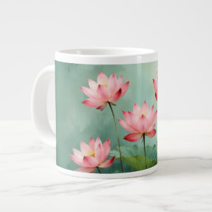 Pink Lotus Artwork Giant Coffee Mug