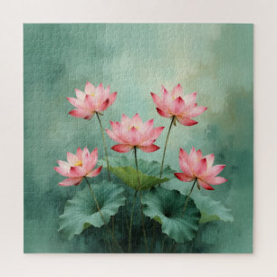 Pink Lotus Artwork Jigsaw Puzzle