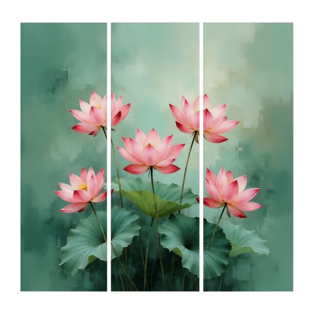 Pink Lotus Artwork  Triptych (Front)
