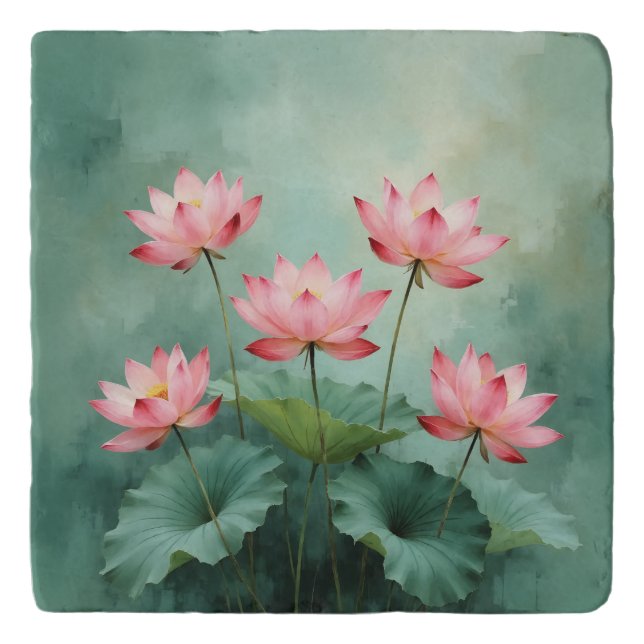Pink Lotus Artwork  Trivet (Front)