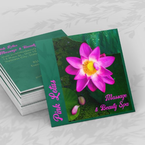 Pink Lotus Beauty Spa Green Business Card