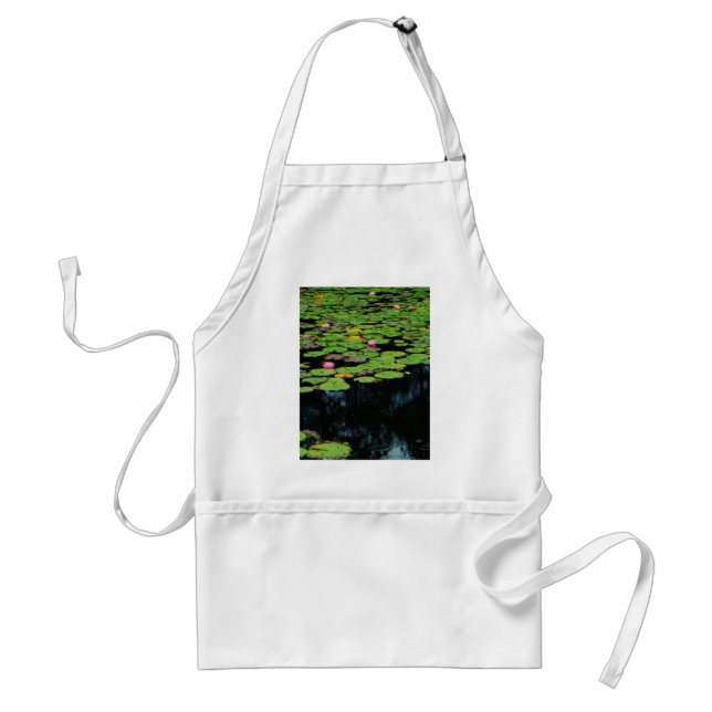 pink lotus black adult apron (Front)