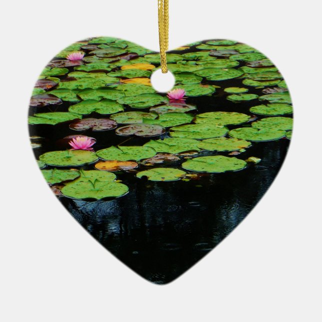 pink lotus black ceramic ornament (Front)