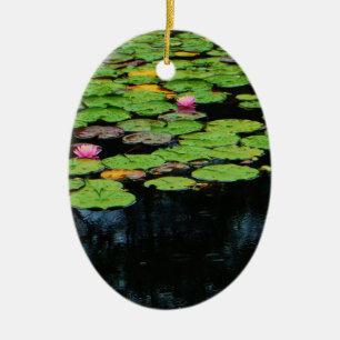 pink lotus black ceramic ornament