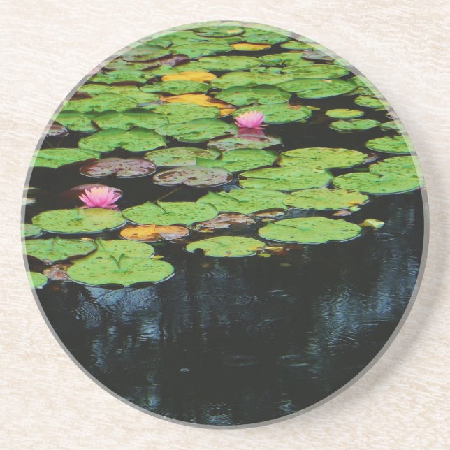 pink lotus black drink coaster (Front)