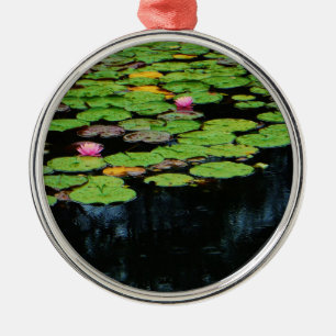 pink lotus black metal ornament