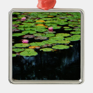 pink lotus black metal ornament