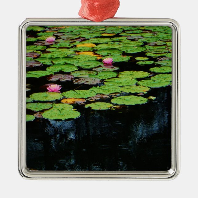 pink lotus black metal ornament (Front)