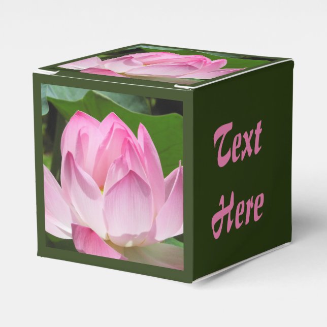 Pink Lotus Bloom Favor Boxes (Front Side)