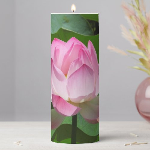 Pink Lotus Bloom Pillar Candle