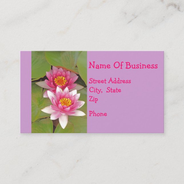 Pink Lotus Blossom Customizable Business Cards (Front)