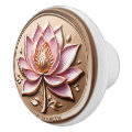 Pink Lotus Blossom Gold Wax Seal Effect Sticker Ceramic Knob | Zazzle