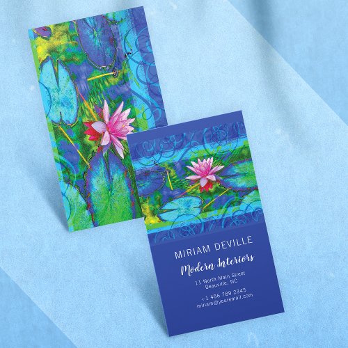 Pink Lotus Blue Namaste Yoga Studio or Designer Business Card