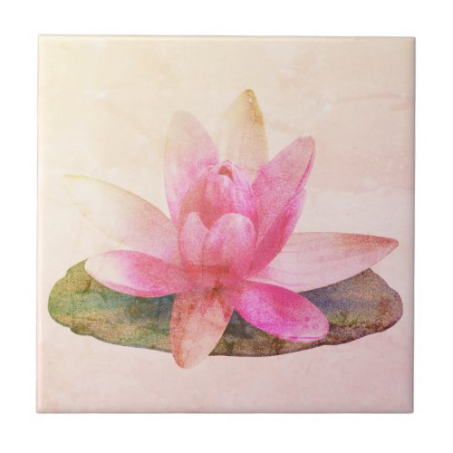 PINK LOTUS BUD CERAMIC TILE