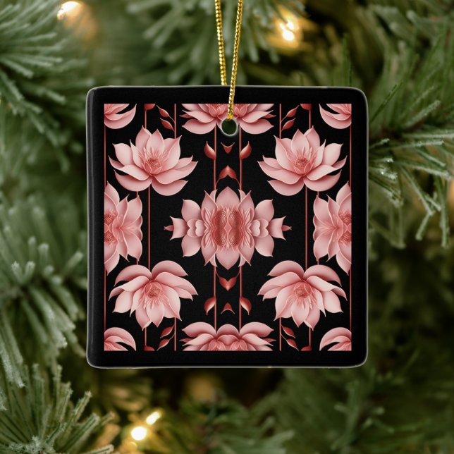 Pink Lotus Classic Ceramic Ornament (Tree)