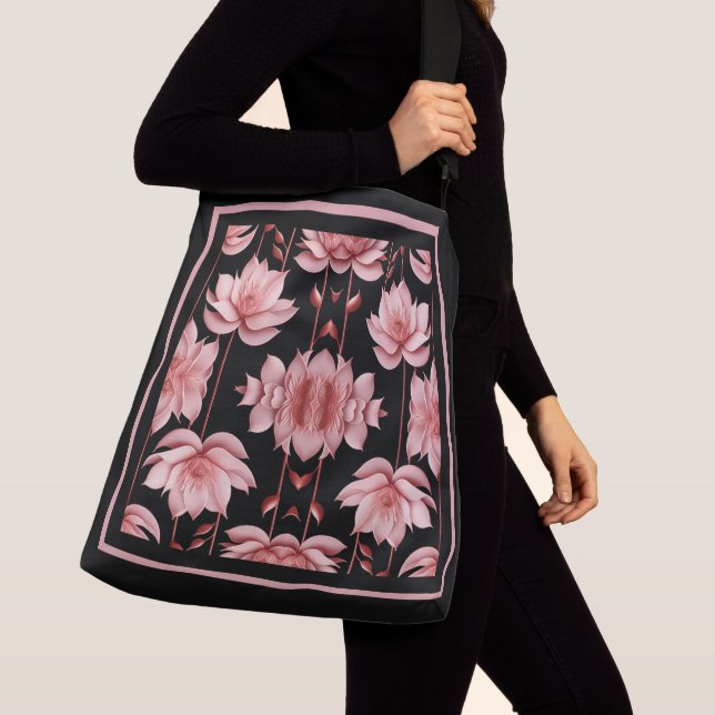 Pink Lotus Classic Crossbody Bag (Close Up)
