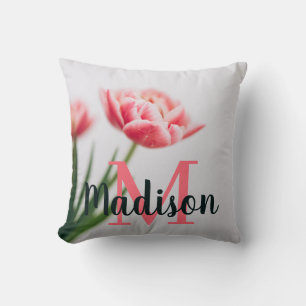 Pink Lotus Custom Pillow Monogram Personalized 