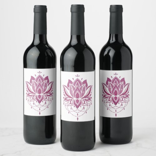Pink lotus design   wine label