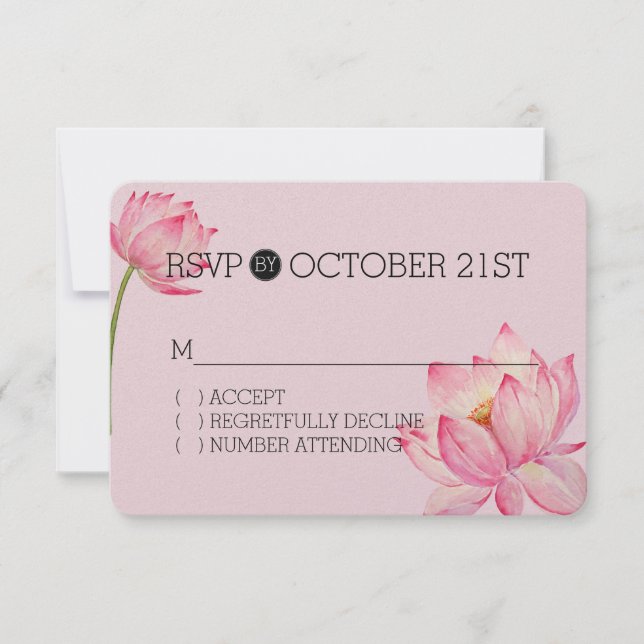Pink Lotus Floral RSVP Wedding (Front)