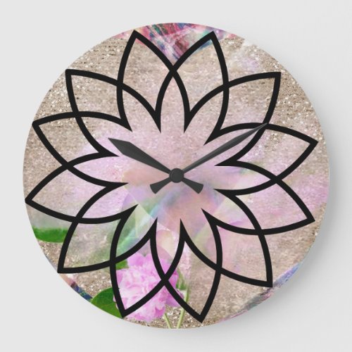 Pink Lotus Flower a symbol of true love Wall Art Large Clock