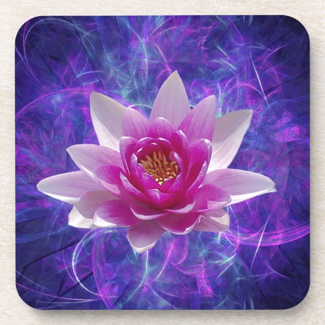 Pink lotus flower and meaning drink coaster (Front)