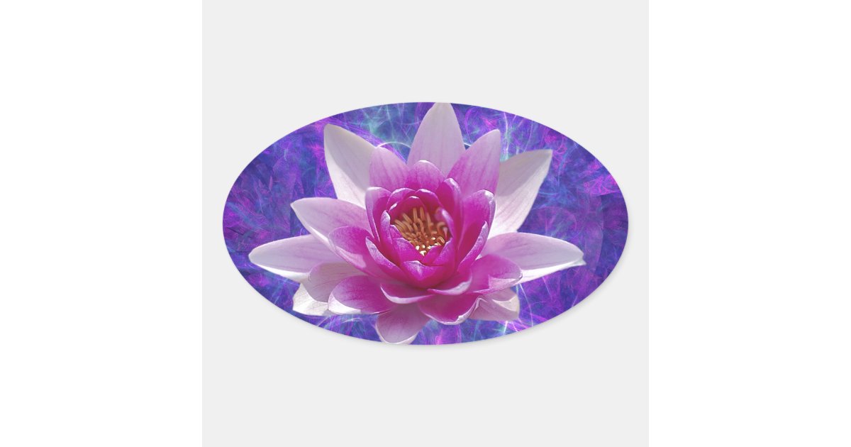 Pink lotus flower and meaning oval sticker | Zazzle