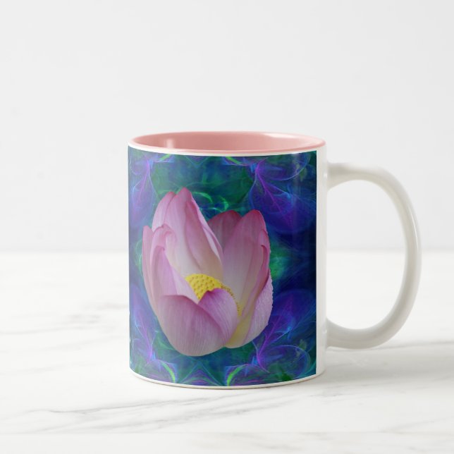 Pink lotus flower and meaning Two-Tone coffee mug (Right)