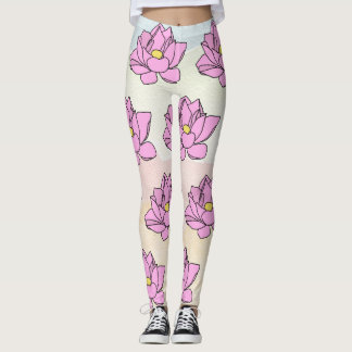 Pink Lotus Flower Art Leggings