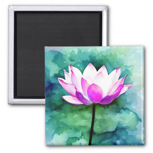 Pink lotus flower art magnet