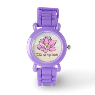 Pink Lotus Flower Art Watch
