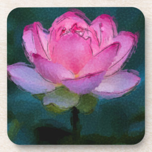 Pink Lotus Flower Beverage Coaster