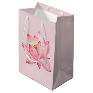 Pink Lotus Flower Birthday Medium Gift Bag
