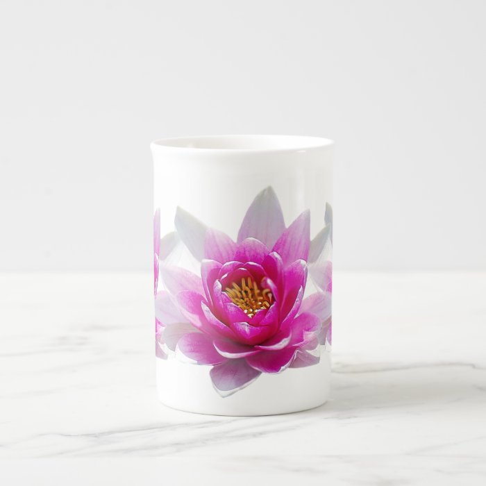 Pink lotus flower bone china mugs