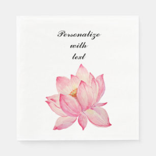 Pink Lotus Flower Bridal Shower Paper Napkins